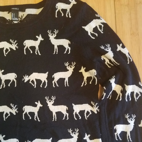 Forever21 deer pullover warm Holiday Any Day sweater  L - Picture 3 of 5